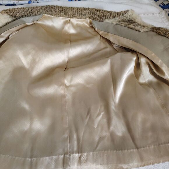 Vtg D'Esprit Dubrowsky Perlbinder Faux Fur Coat Beige Boho Union Made S/M - Picture 8 of 9